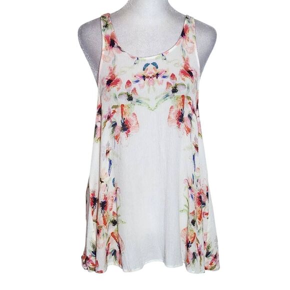 Free People Intimately Floral Tank Top Size Medium Cross Back Boho Tank Top - Picture 1 of 9